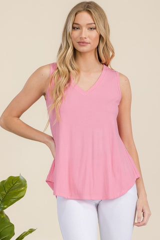 Yelete Relax Ribbed Light Coral Tank