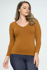 YELETE - Seamless Reversible V/U-Neck Long Sleeve Top