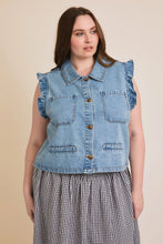 Load image into Gallery viewer, Gilli Ruffle Detail Denim Vest
