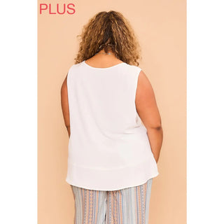 Cozy Co Hi-Lo Hem Light Sleeveless Top - Sand