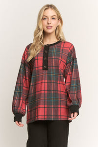 Heimish Plaid Henley Long Sleeve Top