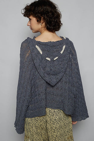 POL Cropped Hooded Sweater - Charcoal - YST594A