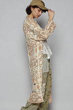 Load image into Gallery viewer, POL Floral Longline Crochet Cardigan Beige
