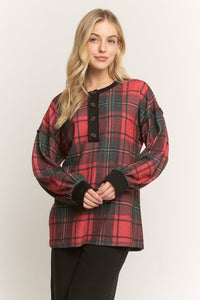 Heimish Plaid Henley Long Sleeve Top