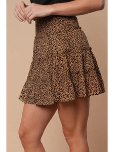White Birch Animal Print Skirt Brown
