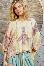 Load image into Gallery viewer, POL Hooded Peace Sign Tee With Floral Detailing - Cream/ Blush
