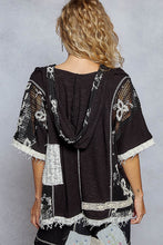 Load image into Gallery viewer, POL Hooded Tee With Floral &amp; Crochet Detailing - Black
