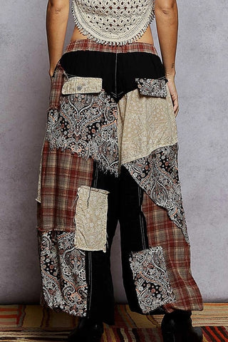 POL Paisley Pattern Double Gauze Frayed Edge Woven Pants