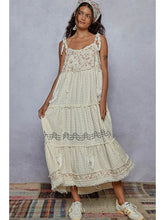Load image into Gallery viewer, POL Sleeveless Ruffle Strap Textured Woven Denim Maxi Dress
