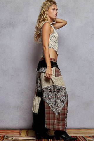 POL Paisley Pattern Double Gauze Frayed Edge Woven Pants