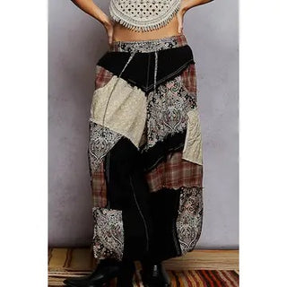 POL Paisley Pattern Double Gauze Frayed Edge Woven Pants