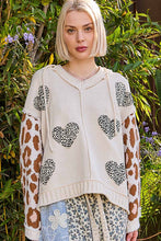 Load image into Gallery viewer, POL Oversize Animal Print Sleeve Heart Patch Sweater
