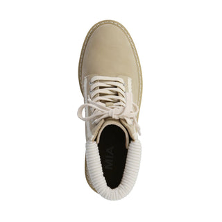 Top view of MIA Nakoma lace-up boot showing ribbed ankle cuff
