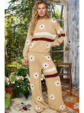 Load image into Gallery viewer, POL Floral Patch Colorblock Stripe Point Rib Band Sweater Pants

