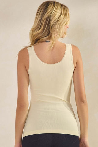 YELETE - So Classic Lace Accent Seamless Tank Top