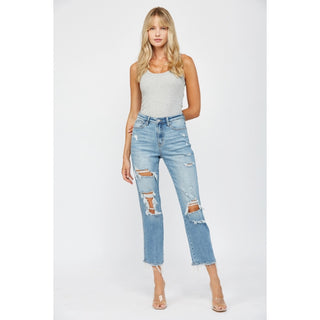 Mica High Rise Straight Leg Distressed