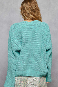POL Long Sleeve Exaggerated Button Sweater Cardigan Top