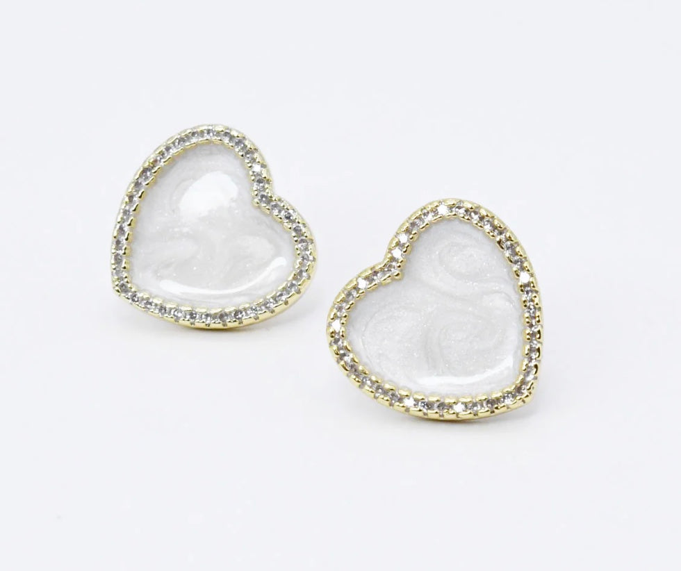 Array Treasure Jewels Shimmering Heart Stud Earrings