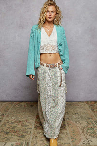 POL Long Sleeve Exaggerated Button Sweater Cardigan Top