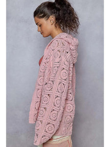 POL V-Neck Long Sleeve Crochet Cardigan