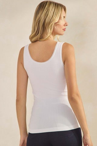 YELETE - So Classic Lace Accent Seamless Tank Top