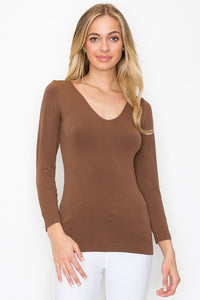 YELETE - Seamless Reversible V/U-Neck Long Sleeve Top
