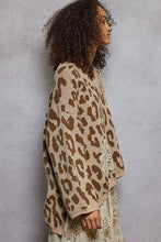 Load image into Gallery viewer, POL V Neck Long Sleeve Crochet Leopard Pattern Sweater Top
