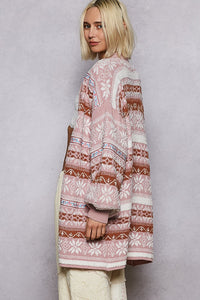 POL Balloon Sleeves Open Front Cardigan Chenille Sweater