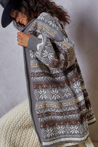 POL Balloon Sleeves Open Front Cardigan Chenille Sweater