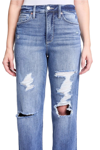 RFM Hailey Wide Leg Distressed Denim | Trendy Relaxed Fit Jeans