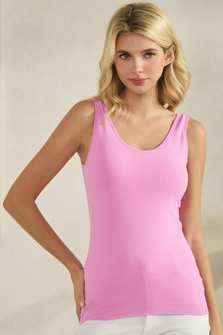 Yelete Reversible Tank with Built-In Bra | Two-Way Boutique Essential - Bubblegum Pink