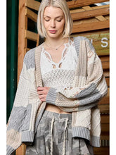 Load image into Gallery viewer, POL Button Up Cable Knit Cardigan with Floral Accent Detail
