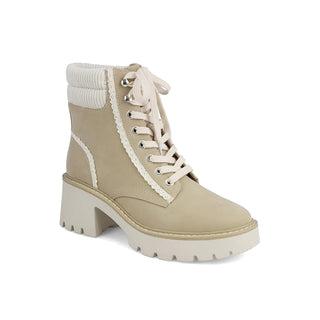 MIA Nakoma women’s vegan leather lace-up bootie in beige