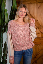 Load image into Gallery viewer, Sew In Love Confetti Cropped Sweater with Contrast Sleeves – Brushed Knit
