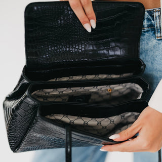 Kris Croc Embossed Shoulder Bag
