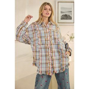 Oli & Hali Washed Plaid Snap Buttondown Jacket | Women’s Oversized Shacket