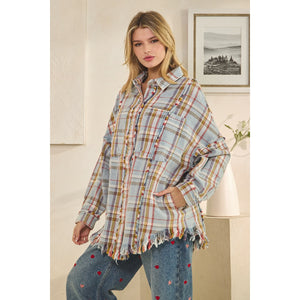 Oli & Hali Washed Plaid Snap Buttondown Jacket | Women’s Oversized Shacket