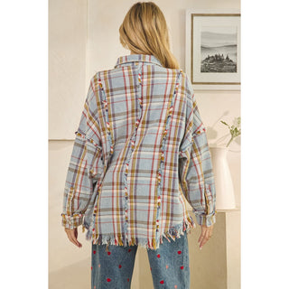 Oli & Hali Washed Plaid Snap Buttondown Jacket | Women’s Oversized Shacket