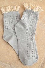 Load image into Gallery viewer, Miou Muse Net Pointelle With Crochet Trim Socks

