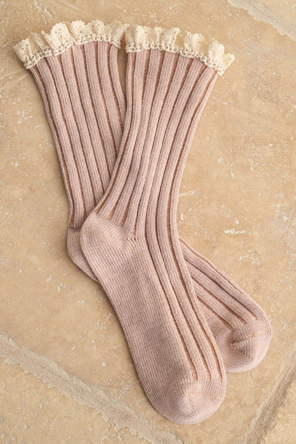 Miou Muse Dye & Wash Crochet Trim Socks