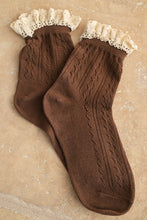 Load image into Gallery viewer, Miou Muse Net Pointelle With Crochet Trim Socks
