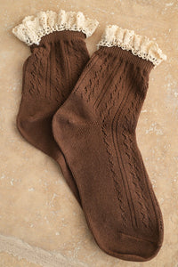 Miou Muse Net Pointelle With Crochet Trim Socks