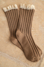 Load image into Gallery viewer, Miou Muse Dye &amp; Wash Crochet Trim Socks
