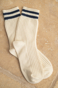 Miou Muse Waffle Pattern Striped Socks