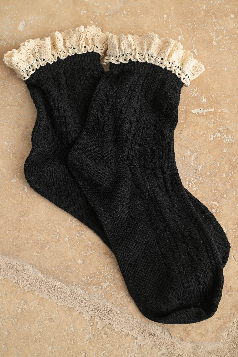 Miou Muse Net Pointelle With Crochet Trim Socks