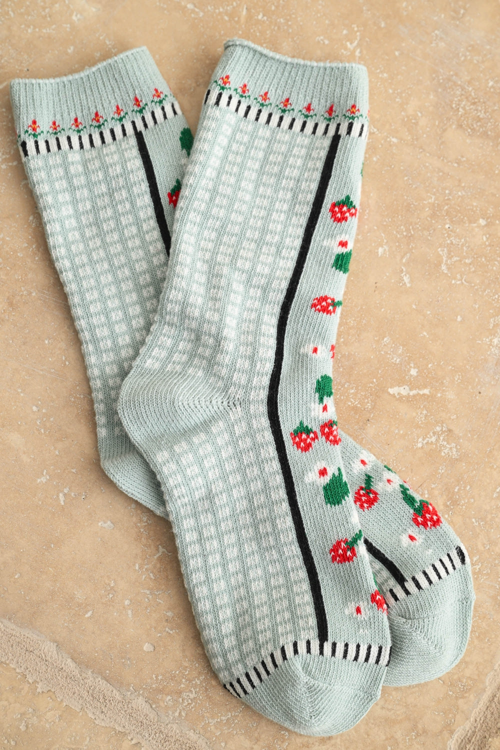 Miou Muse Strawberry And Multi Pattern Socks