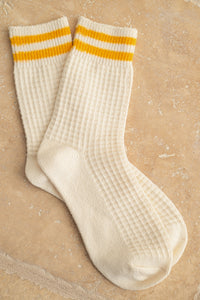 Miou Muse Waffle Pattern Striped Socks