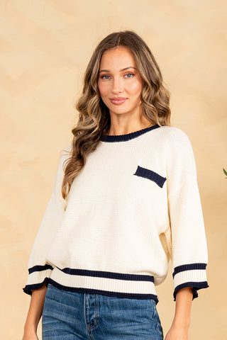 Sew In Love - Top - Cream Navy