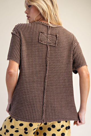 Easel - Washed Waffle Top - Brown