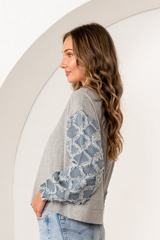 Sew In Love - Denim Sleeve Top - Grey Denim